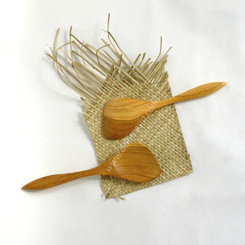 Teak Wood Unique Style Wooden Rice Ladle Spoon - 10.7 inches length